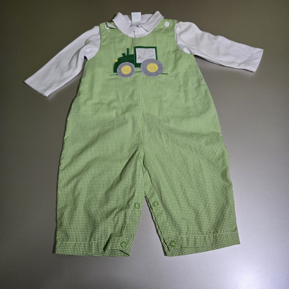 Z×U 2 Piece Tractor Romper Outfit long Sleeve 9M